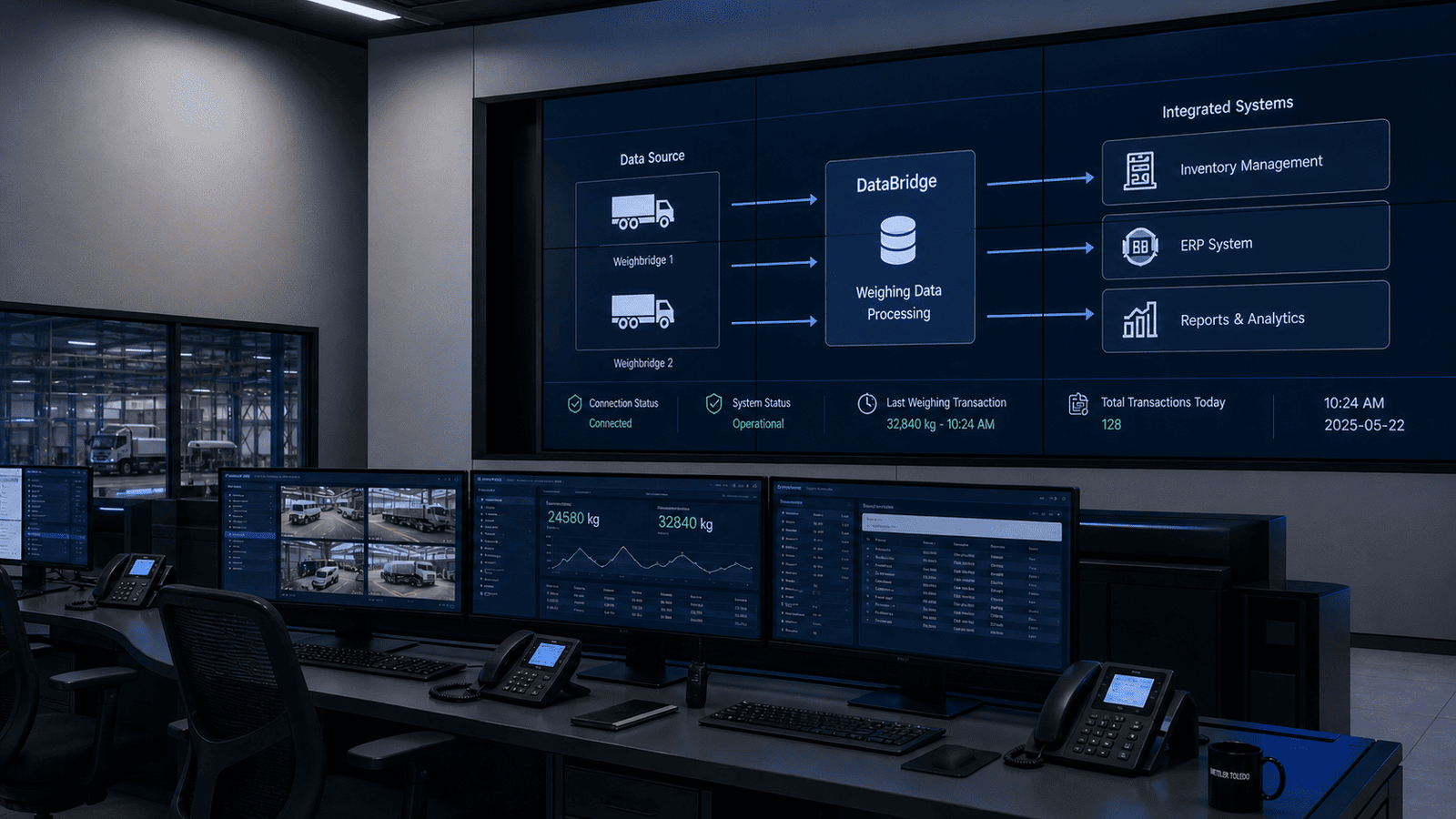 Mettler Toledo industrial weighing hardware connected to ERP integration infrastructure in a KSA facility